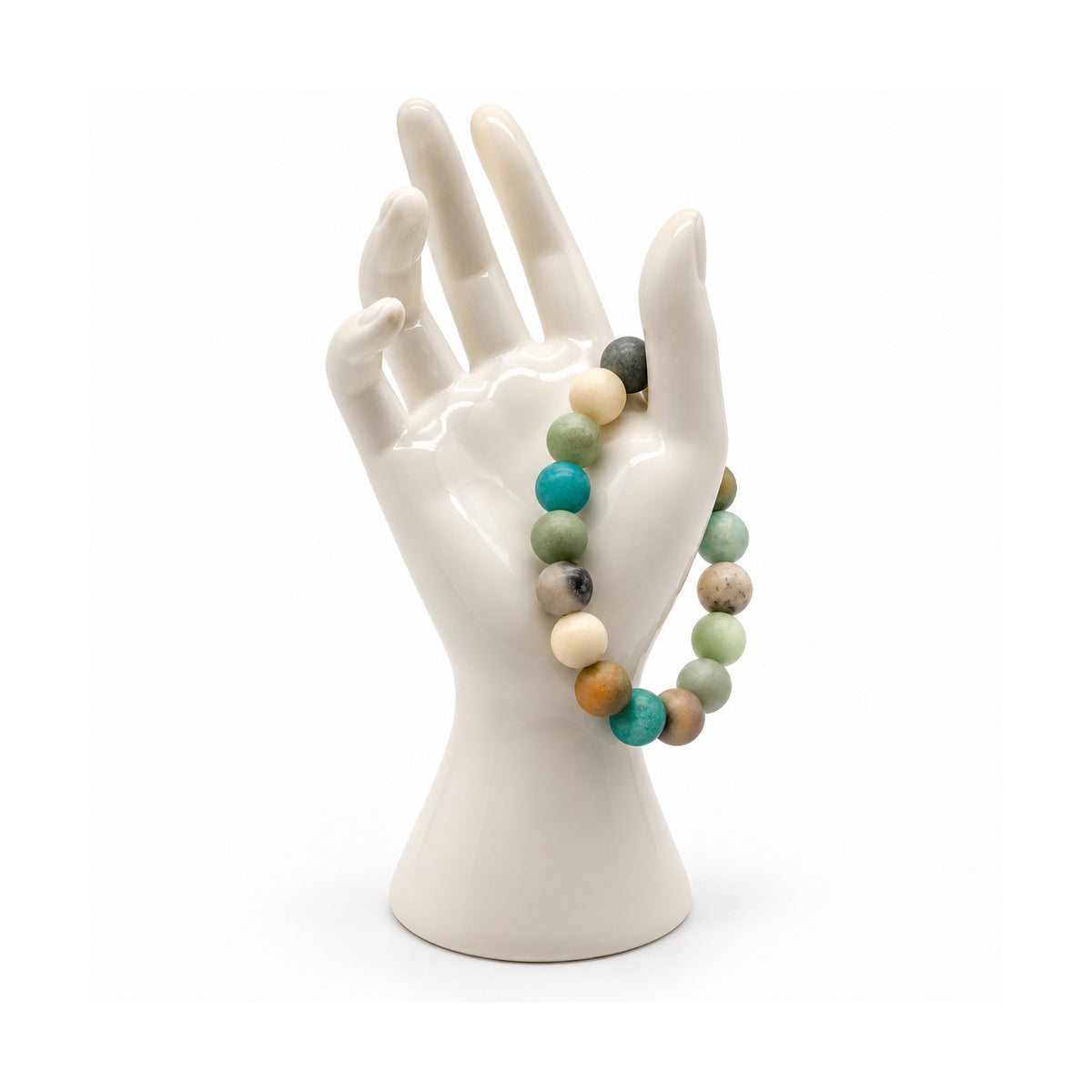 Amazonite Bead Bracelet – Ceramic hand display